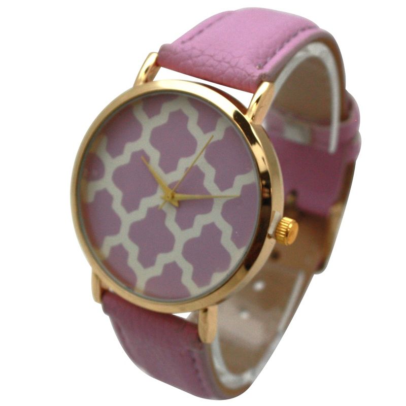 Olivia Pratt Lavender Geometric Pattern Leather Strap Watch, 3 of 6