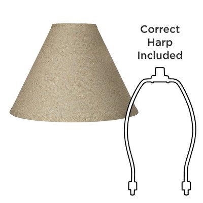 Set of 2 Beige Burlap Empire Lamp Shades with Polished Brass Finish