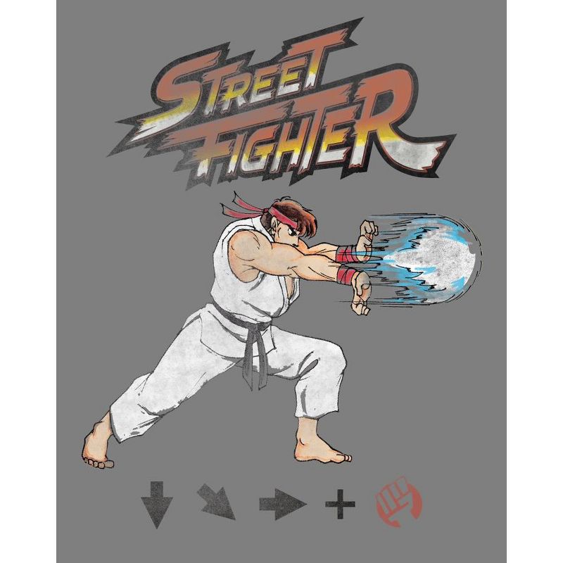 Street Fighter Ryu Hadouken Boy's Heather Grey T-shirt, 2 of 4