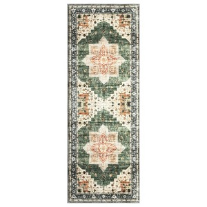 Washable Vintage Floral Medallion Area Rugs for Living Room, Soft Non Slip Retro Accent Carpet for Bedroom Dining Room - 1 of 4
