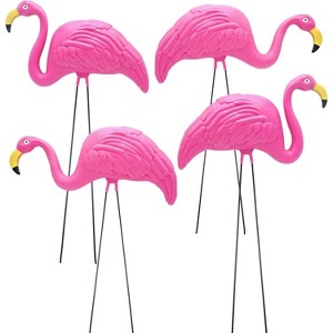 4E’s Novelty Vibrant Pink Flamingo Yard Decorations – Set of 4 Weather-Resistant Lawn Ornaments - 1 of 4
