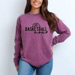 Simply Sage Market Women's Basketball Mom Ball Long Sleeve Garment Dyed Tee - 1 of 4