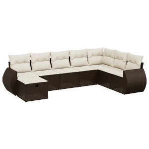 vidaXL Garden Sofa Set Brown Poly Rattan Large Modular Garden Sofa Set - 1 of 4