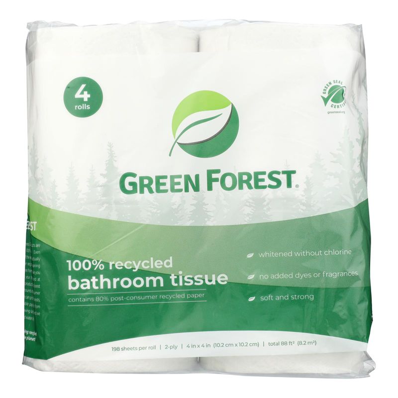 Green Forest 100% Recycled Bathroom Tissue 2-Ply 198 Sheets - Case of 24/4 ct, 2 of 6