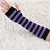 Allegra K Women's Stripe Print Knitted Fingerless Elbow Length Gloves Warmers One Size 1 Pair - 2 of 4