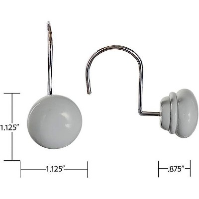 Gray Resin Decorative Shower Curtain Hooks Set of 12