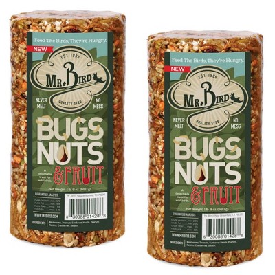 Home & Garden 7.5" Bug Nut Fruit Cylinders 2 Ct No Mess Never Melt Mr Bird  -  Bird And Wildlife Food