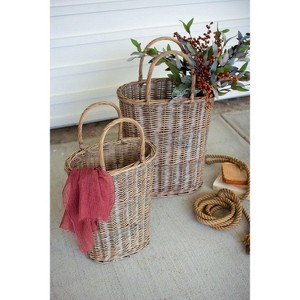 Wicker Storage Baskets – Set of Two Tall Oval Decorative Pieces by Kalalou - 1 of 3