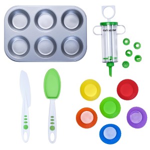 Curious Chef 16-Piece Cupcake & Decorating Kit for Kids, Dishwasher Safe & BPA-Free Plastic, Real Tools - 1 of 4