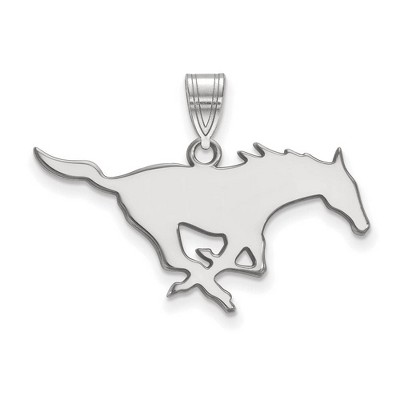 Black Bow Jewelry 10k White Gold Southern Methodist Mustangs NCAA Large Pendant