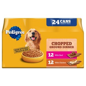 Pedigree Chopped Ground Dinner Chicken and Beef Flavor Variety Pack Wet Dog Food - 13.2oz - 1 of 4