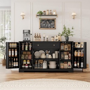 SweDrea Black Wood Coffee Bar Cabinet with Adjustable Shelves - 1 of 1
