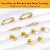 14K Gold Flat Back Earrings Set - 316L Surgical Steel CZ & Ball Studs for Cartilage, Unisex - 4 of 4