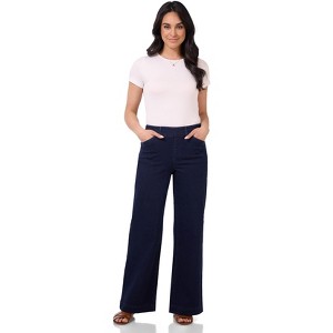 Rekucci Women's Wide Leg Pull-On Jeans – Secret Figure Stretch Denim, Sculpting Mid-Rise Fit, Comfortable & Stylish Everyday Denim - 1 of 2