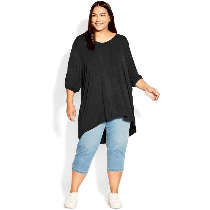 Women's Plus Size Leila Plain Top - black | AVENUE, 2 of 6