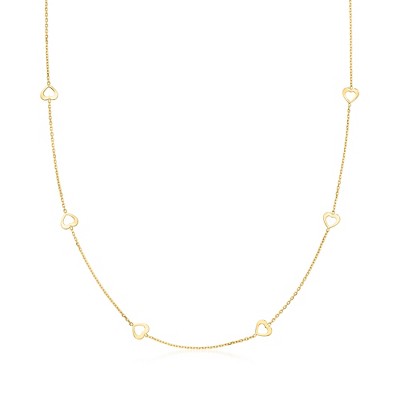 Ross-Simons Italian 10kt Yellow Gold Heart Station Necklace