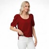 Anna-Kaci Women's Short Puff Sleeve Blouse with Scoop Neckline and Tie Cuff Detail for a Feminine Everyday Look - 2 of 4