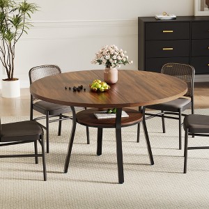 47.3" Round Storage Dining Table for 4-6, MDF Dining Table for Living Room & Kitchen, Space - Saving Modern Furniture - 1 of 4