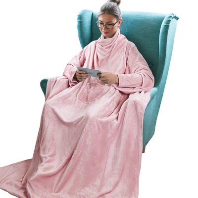 Tirrinia Adult Wearable Fleece Blanket with Sleeves, Soft Cozy TV Blanket, Sunggle Blanket Gift for Women Men