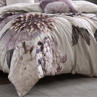 King Purple Cotton Reversible Floral Comforter Set