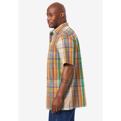 KingSize Short-Sleeve Plaid Shirt