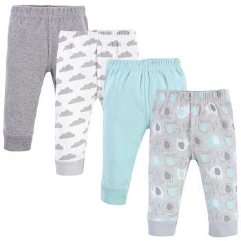 Luvable Friends Baby and Toddler Boy Cotton Pants 4pk, Boy Basic Elephant