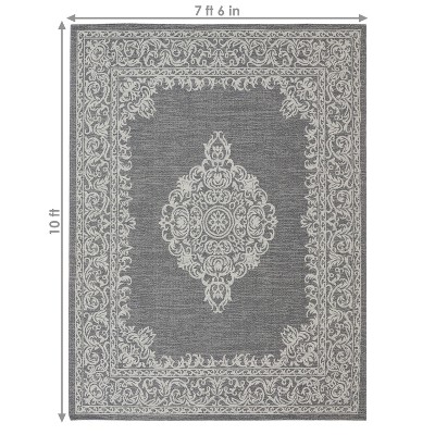 Gray Flat Woven Cotton Rectangular Area Rug, 8' x 10'