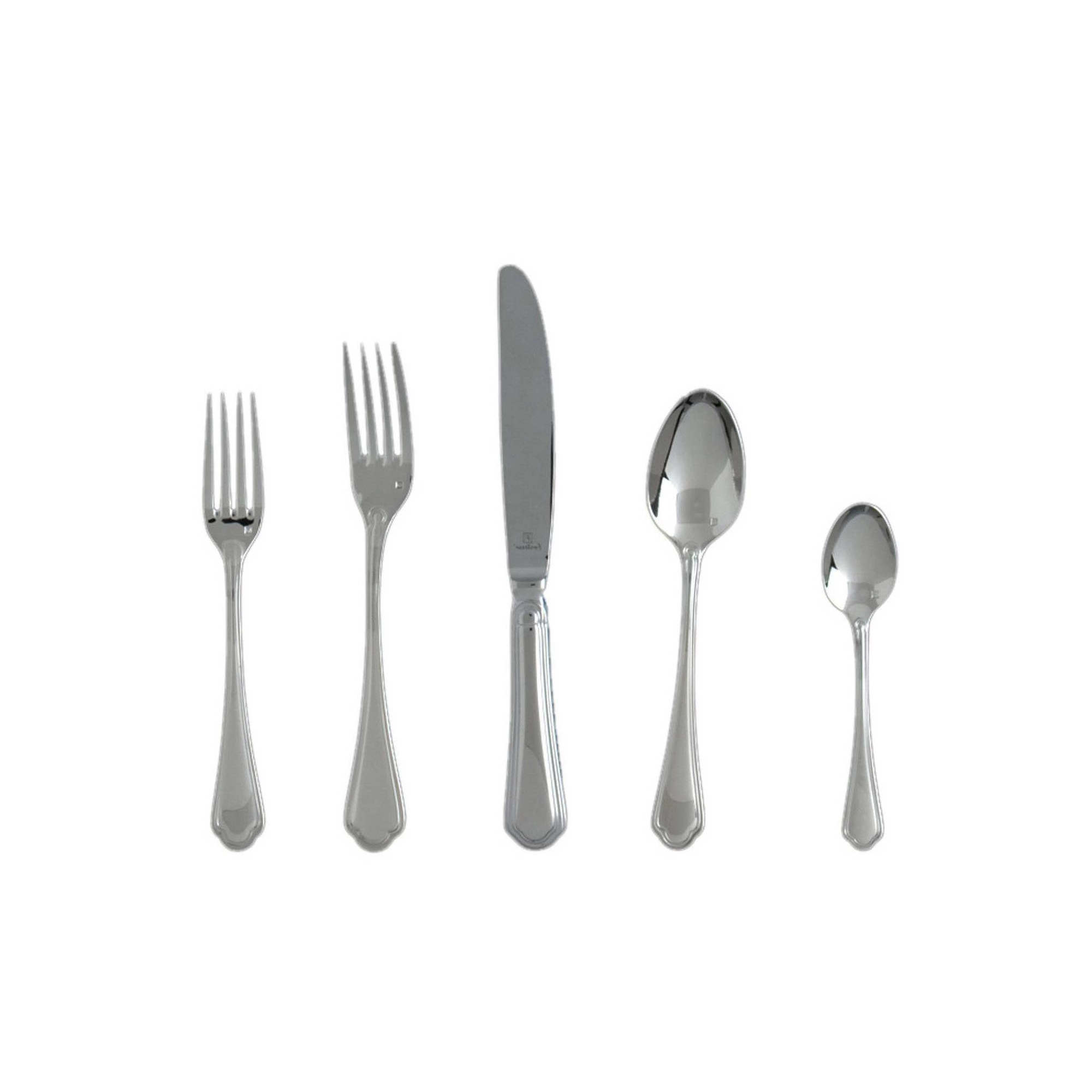 Fortessa Tableware Solutions 20pc Medici Stainless Steel Flatware Set Silver: Modern Silverware Set, Service for 4