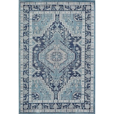 Midnight Blue Rectangular Synthetic Stain-resistant 8' x 10' Area Rug