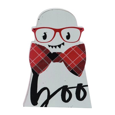 Transpac Wood 12 in. White Halloween Die Cut Character Decor