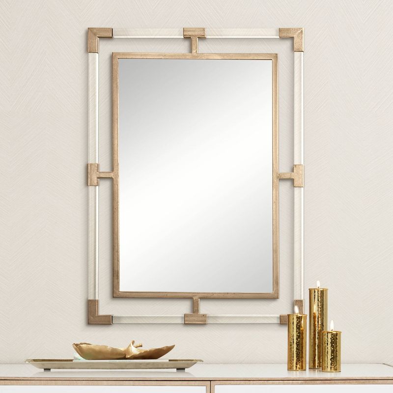 Uttermost Rectangular Vanity Accent Wall Mirror Modern Beveled Gold Iron Clear Acrylic Frame 28" Wide for Bathroom Living Room, 2 of 5
