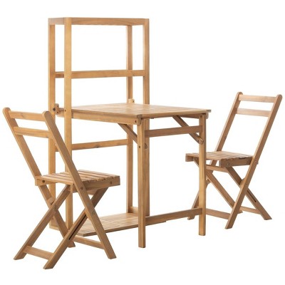 Natural Acacia Wood 2-Person Rectangular Balcony Dining Set