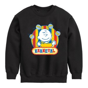 Boys' - Peanuts - Charlie Brown Karneval Graphic Long Sleeve Fleece Sweatshirt - 1 of 4