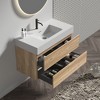 FAMYYT 36 in. Single Sink Floating Rough Oak Bath Vanity with White Engineered Quartz Composite Top, 2 Soft Drawers - 2 of 4