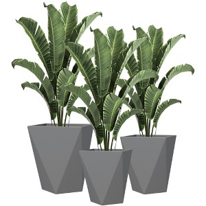 Indoor Outdoor Planters Set of 3 MgO Tall Planters Stackable Flower Pots with Drainage Holes for Garden, Balcony - 1 of 4