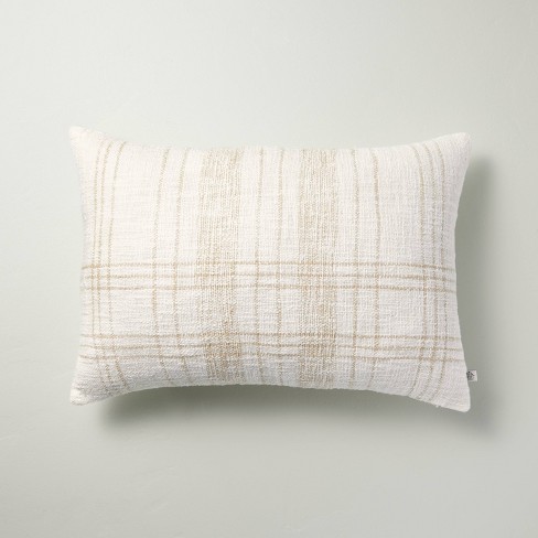 14x20 Offset Plaid Lumbar Throw Pillow Cream/Tan - Hearth & Hand™ with  Magnolia