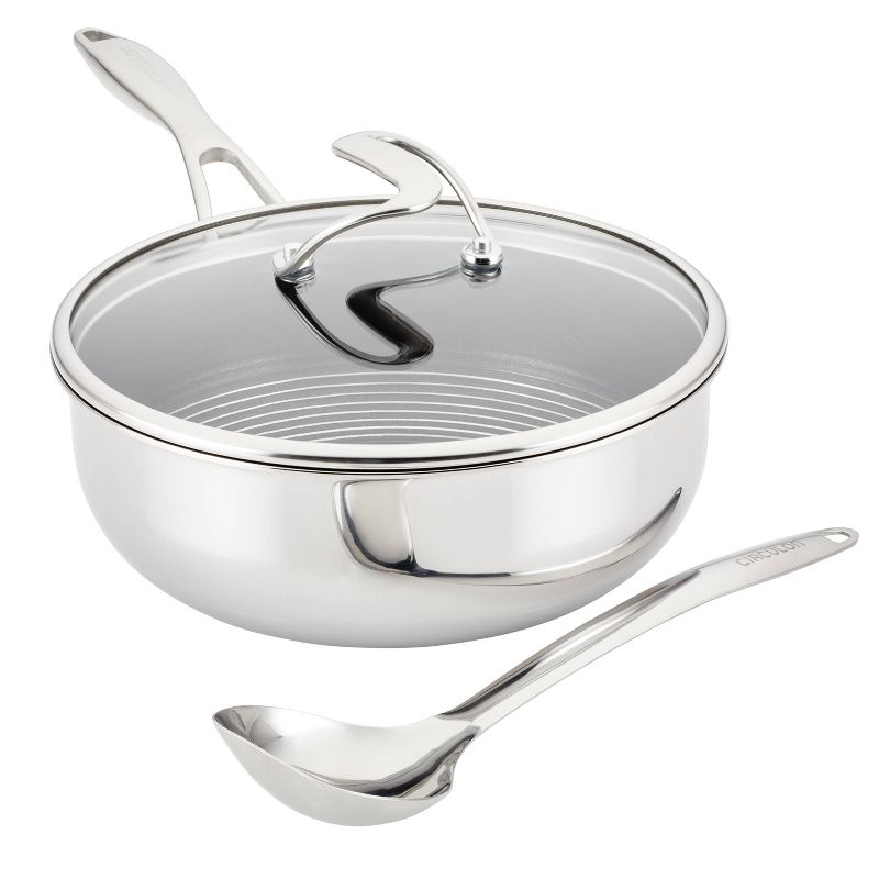Circulon SteelShield C-Series 3pc Clad Tri-Ply Nonstick Chef Pan with Lid and Utensil Set, 1 of 8