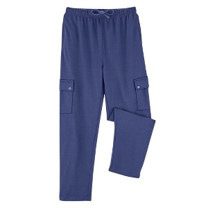 Collections Etc Men's French Terry Drawstring Waist Cargo Pants - 1 of 4