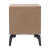 HomeRoots 20" Brown and Black Velvet Wood and Steel End Table With Two Drawers - 4 of 4