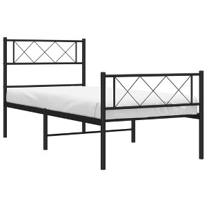 vidaXL Single Metal Bed Frame with Functional Headboard and Footboard, Extra Storage Space - 1 of 4