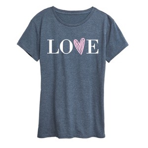 Women's - Instant Message - Love Heart V Short Sleeve Graphic T-Shirt - 1 of 4
