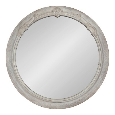Irelyn 26" Round Gray Wood Wall Mirror