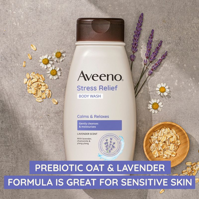 Aveeno Stress Relief Body Wash - Lavender - Fresh Scent - 18 fl oz, 6 of 9