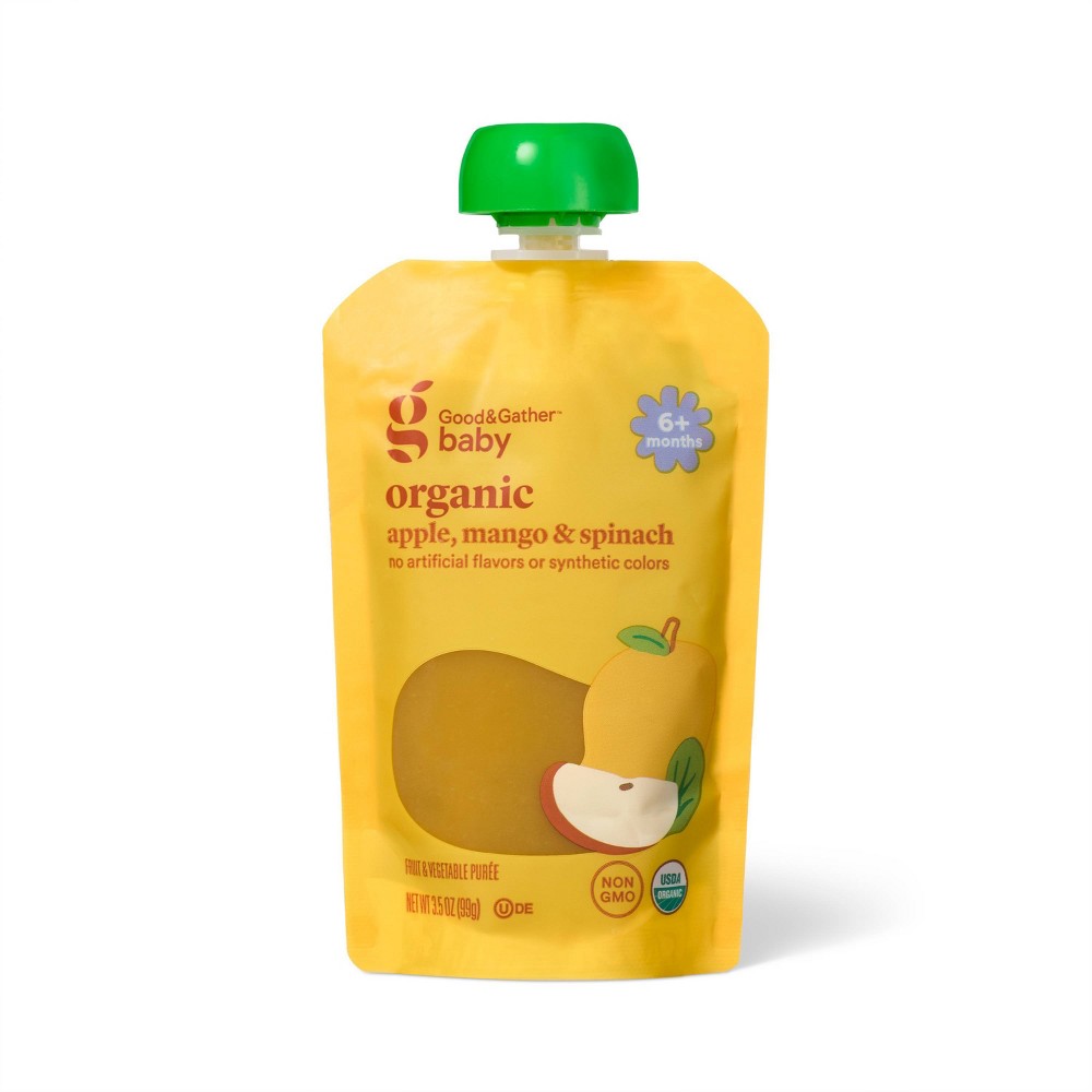 Apple Mango Spinach Baby Pouch - Yellow - 3.5oz - Good & Gather™: 6+ Months, 2nd Stage Snack, Kosher Certified