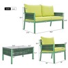 ACEPANO 4-Pieces Outdoor Patio Accent Table Set Furniture with Tempered Glass Table, Thick Cushion-Green - 2 of 4