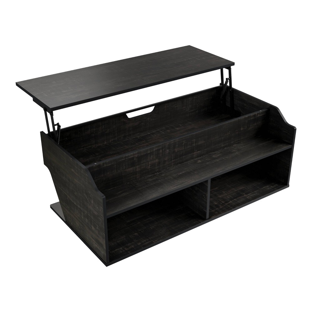 44"" Hawkpoint Transitional Lift Top Coffee Table Reclaimed Black Oak - miBasics: Modern Storage, Adjustable Work Surface -  90315991