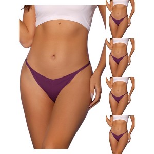 Allegra K Women's V-waisted Ruched Invisibles Breathable No Trace Thongs Multicolored - 1 of 4