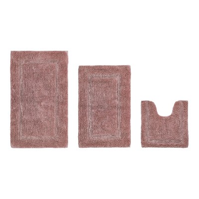 Lux Premium 100% Cotton  Ultra-Soft Tufted Solid Reversible 3 Piece Bath Rug Set, Water-Absorbent, Durable, Machine Washable Bathroom Rug