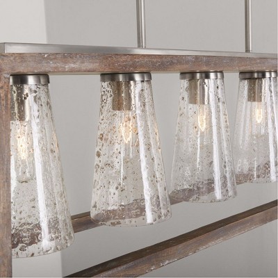 Connor 5-Light Black Wash and Nickel Chandelier with Seeded Glass