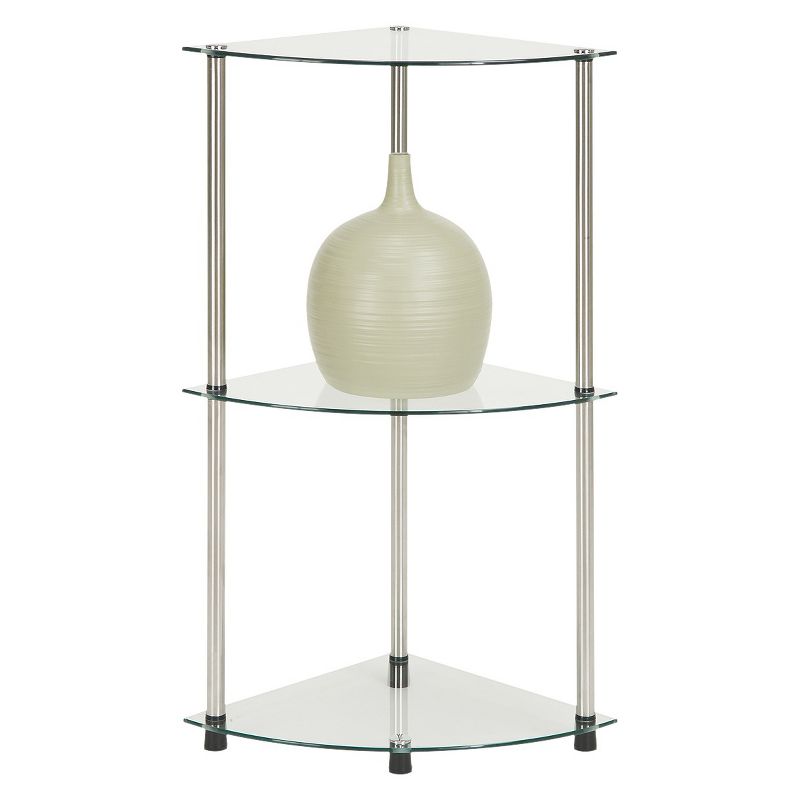 31.5&#34; Designs2Go Classic Glass 3 Tier Corner Shelf Clear Glass - Breighton Home, 3 of 6